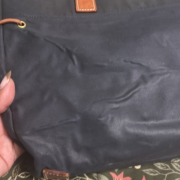 Dooney & Bourke Dark Blue Tote with Tan Straps - Picture 7 of 12